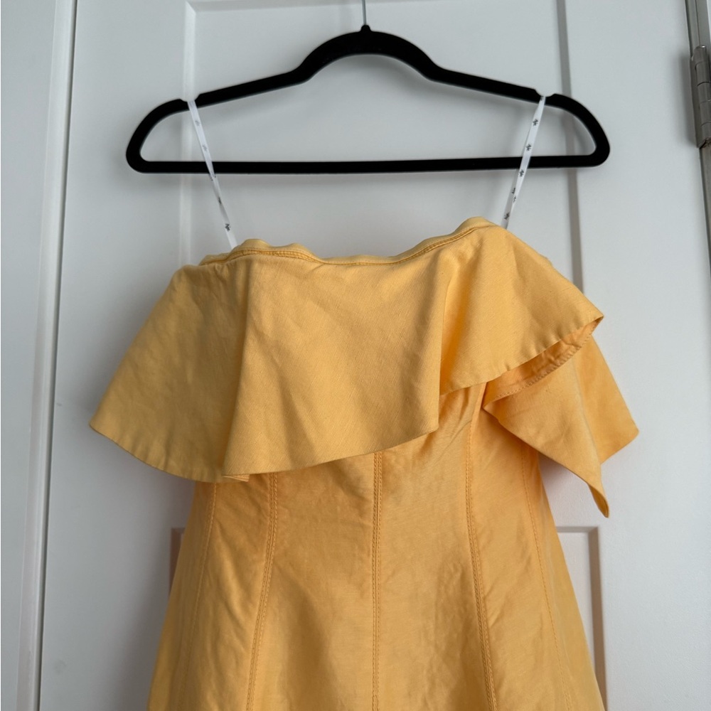 Aje Shallows Linen Blend Strapless Maxi Dress Marigold Butter Yellow - Picture 5 of 9